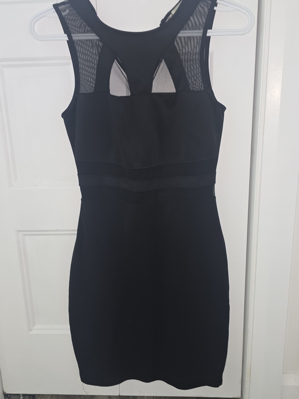 Classic Black Mesh-Back Bodycon Dress